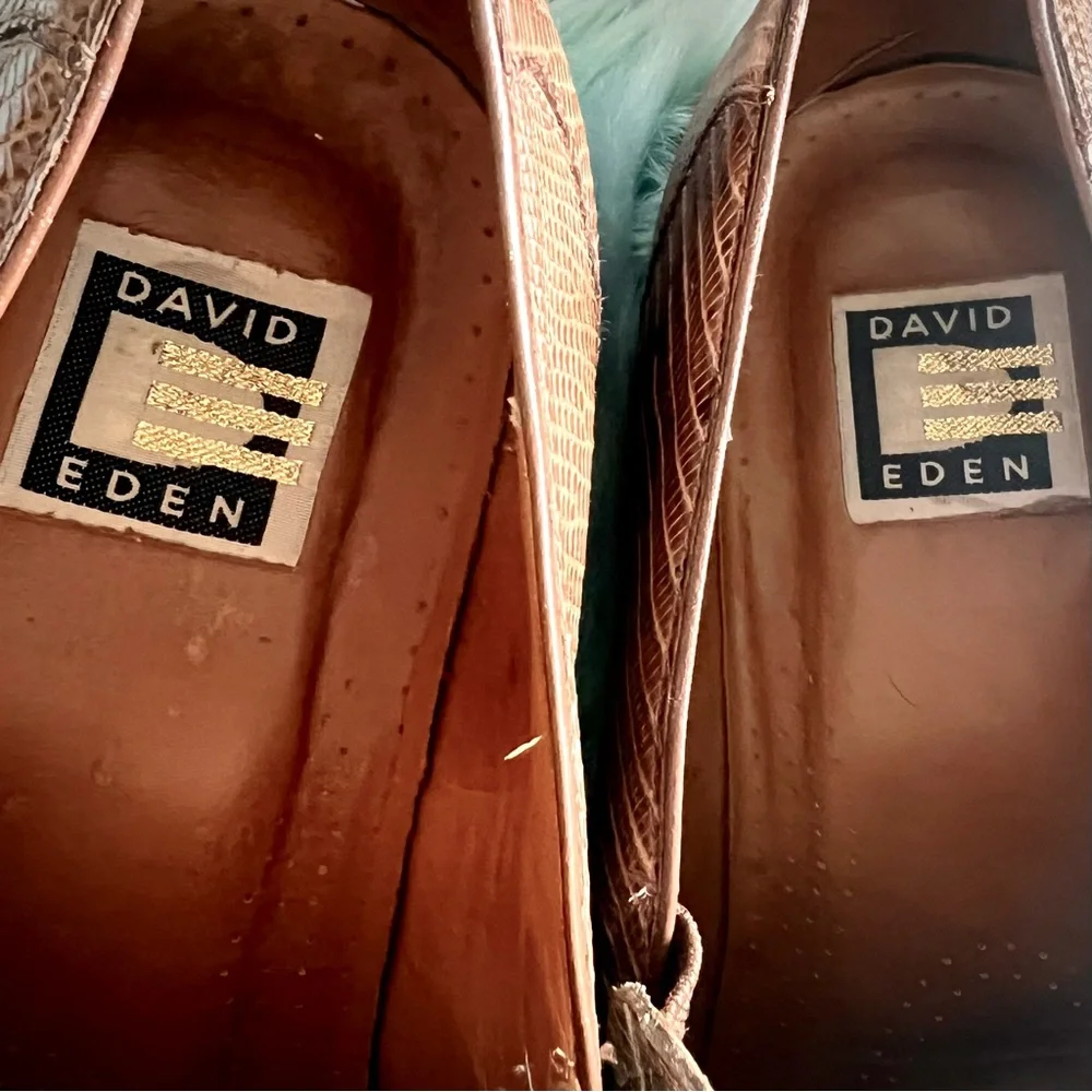 David Eden Genuine Crocodile Vintage Leather Golden Tan Oxford Loafer Men’s 10.5